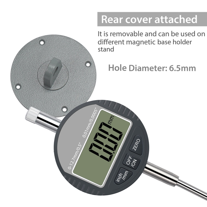 Neoteck Digital Dial Indicator 0.01/0.0005'' Digital Measuring Probe Measuring Instrument Measuring Range 0-12.7mm/0.5'' Dial Gauge Indicators Electronic Display Instrument