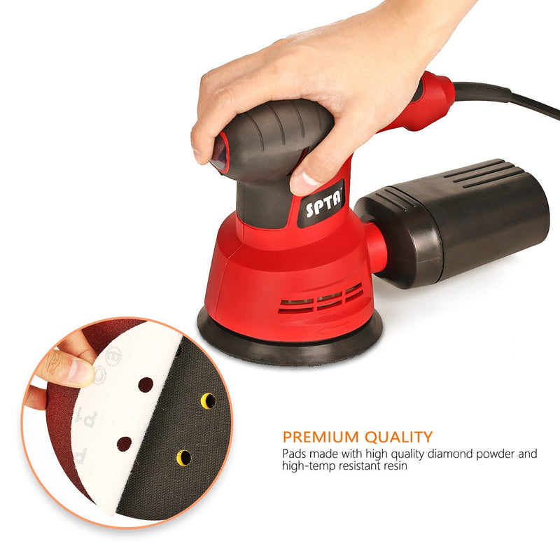 SPTA 100 pieces 125 mm 40/80/120/180/320/400/600/800/1500/2000 sanding discs Velcro sandpaper Velcro sanding sheets sandpaper eccentric sander grit, x10 each, 8 holes for eccentric sanders