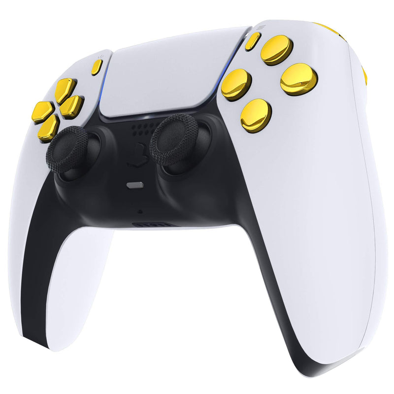 eXtremeRate Replacement D-pad R1 L1 R2 L2 Triggers Share Options Face Buttons for PS5 Controller, Chrome Gold Full Set Buttons Repair Kits for Playstation 5 Controller - Controller NOT Included