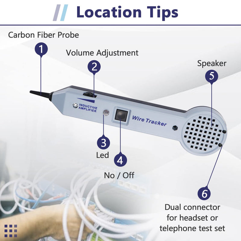 Tone Generator kit, Wire Tracer Circuit Tester, 200EP High Accuracy Wire Tester Kit, Wires Tone Tracer, Multi-Tone Cable Test Kits with Inductive Amplifier for Network Cables Collation .
