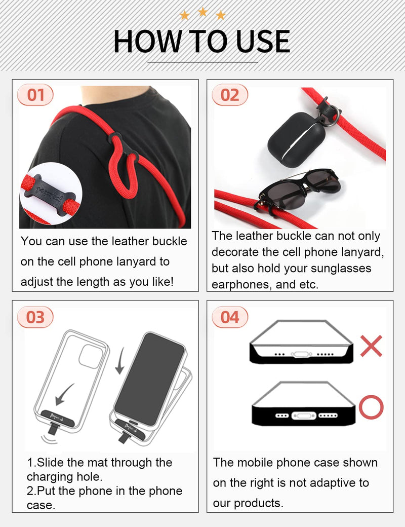 Project-cb Cell Phone Lanyard ×1,Phone Lanyard Patch ×2,Phone Strap,Universal Lanyard for Phone,Crossbody,Neck Phone Lanyard Black