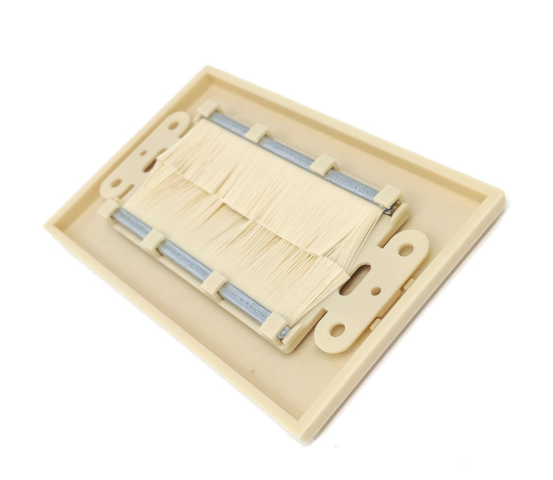 RiteAV - Single Gang Wall Plate with Brush Bristles - Ivory [Now Fits Larger Cables]