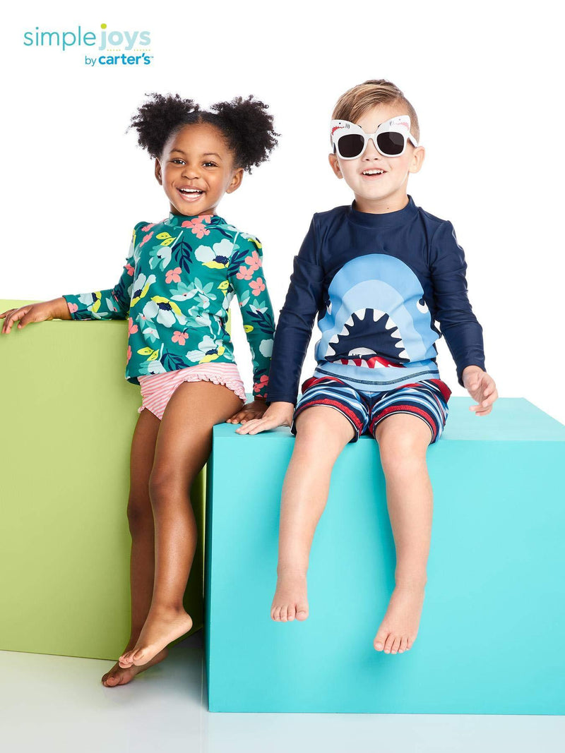 Simple Joys by Carter's Girls' 2-Piece Assorted Rashguard Sets 2T Green, Floral