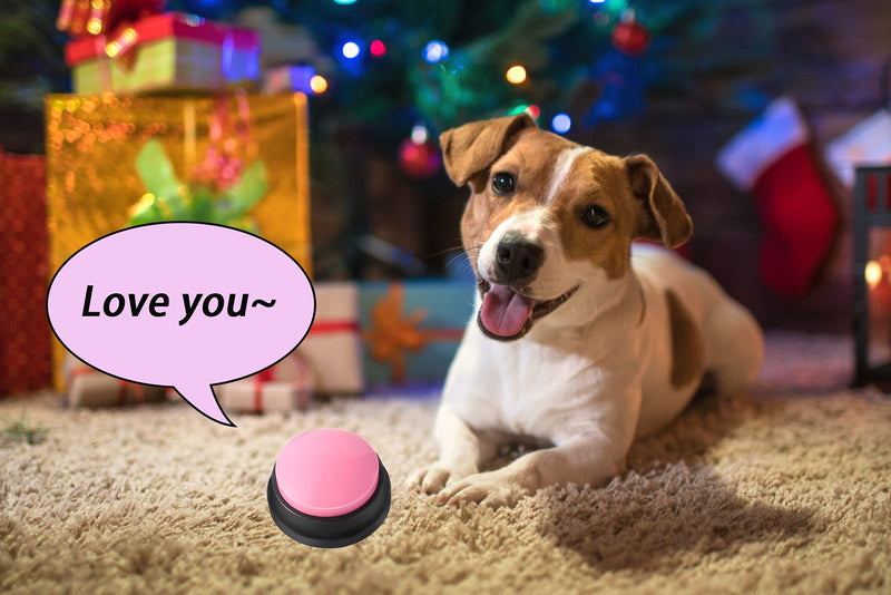 Voice Recording Button, Dog Buttons for Communication Pet Training Buzzer, 20 Second Record & Playback, Funny Gift for Study Office Home 4 Packs (Blue+Pink+Yellow+Purple) PACK A