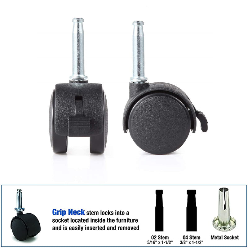 MCAMPAS 2 Pack Lock Swivel Caster Replacement Parts for Weber Gas Grill Stem Casters-2.5 inch Caster Wheel