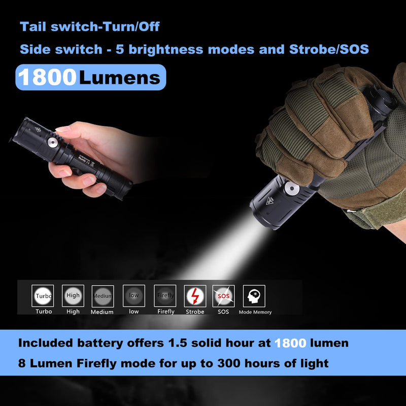 100000 Lumens LED Rechargeable Flashlights High Lumens, Powerful Tactical Flashlight with Battery, 5 Modes,IPX8 Super Bright Handheld Flashlight