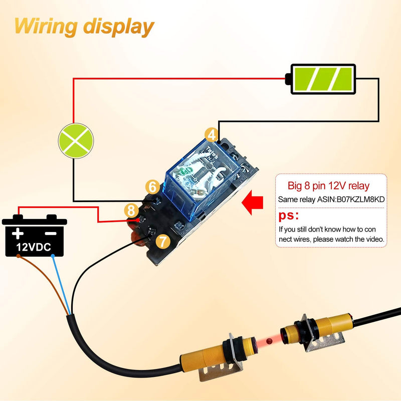 Taiss/ 1 Pair Photoelectric Sensor M18 Infrared Ray Through-Beam Reflection Optical Photoelectric Switch Sensor NPN NO 6-36VDC Proximity Switch Inductive Distance 5M with mounting Bracket E3F-5DN1-2Z