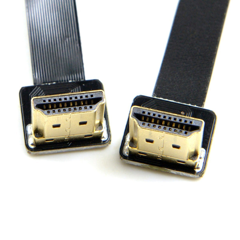 CY FPV Dual Up Angled 90 Degree HDMI Type A Male to Male HDTV FPC Flat Cable 20cm for Multicopter Aerial Photography 0.2m