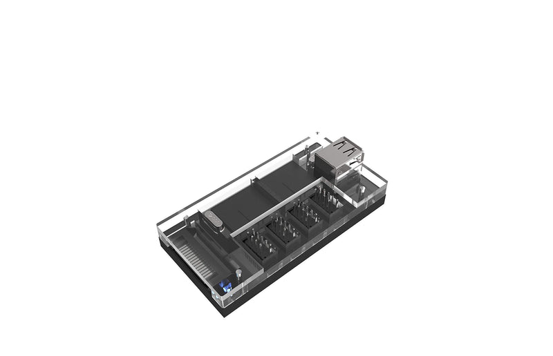 Micro Connectors S08-303-IA - Acrylic Internal USB 2.0 Hub with Magnetic Base - 5 USB 2.0 Ports Expansion