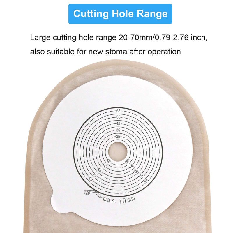 20PCS Colostomy Bags, Ostomy Supplies, One Piece Drainable Ostomy Pouch for Ileostomy Stoma Care, Cut-to-Fit (20-70cm) 20-70-20pcs
