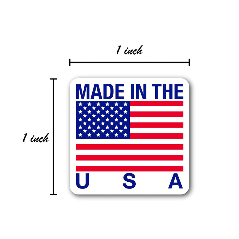 1" x 1" Made in The USA Stickers / USA Made Labels / 1000 American Manufacturer Labels Per Roll