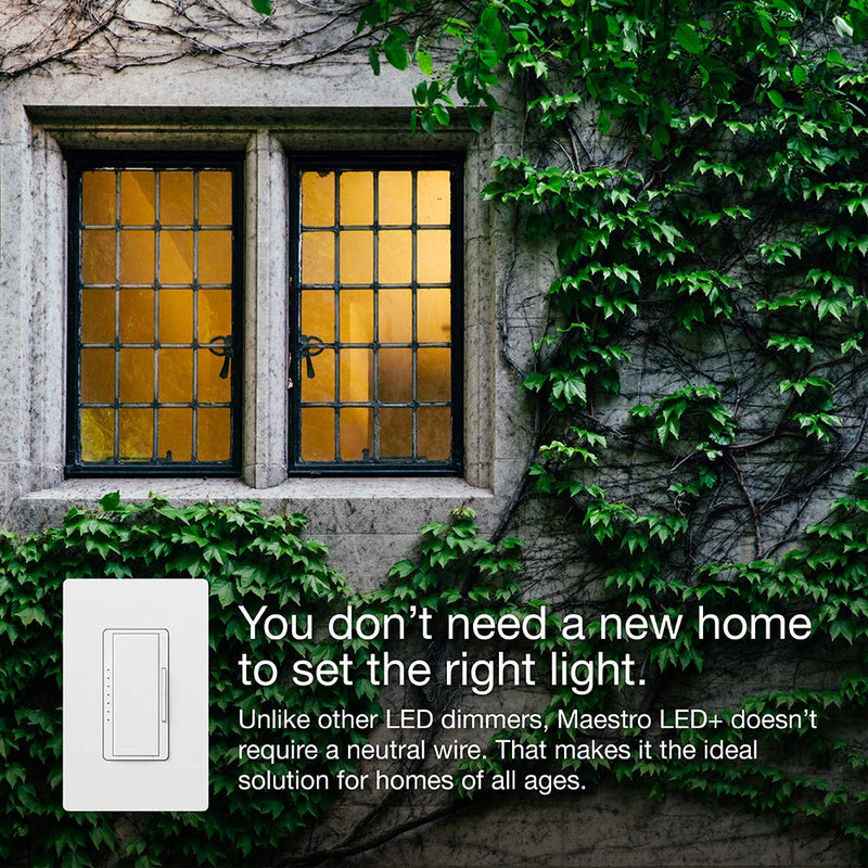 Lutron Maestro LED+ Dimmer for Dimmable LED, Halogen and Incandesent Bulbs | Single-Pole or Multi-Location | MACL-153M-AL | Almond 1 Pack