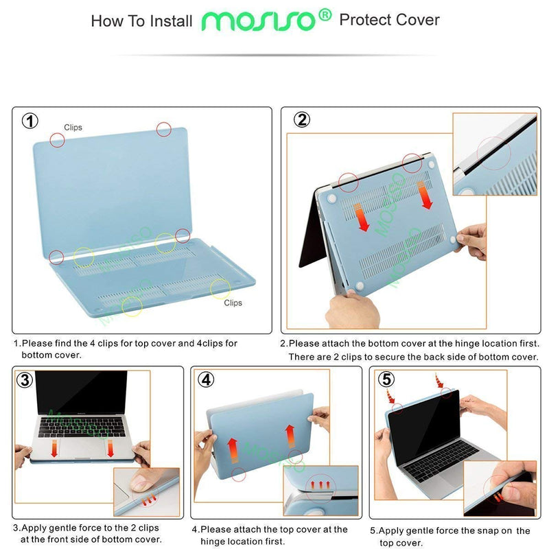 MOSISO Compatible with MacBook Pro 15 inch Case 2016-2019 Release A1990 A1707, Plastic Hard Shell Case & Neoprene Sleeve Bag with Small Case & Screen Protector, Crystal Clear&Black