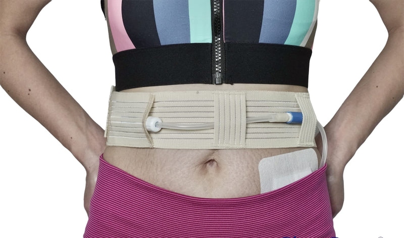 Peritoneal Dialysis Breathable PD Catheter Belt | Secure Peg Tube Feeding Holder | Supplies for PD Dialysis Men and Women Small Beige