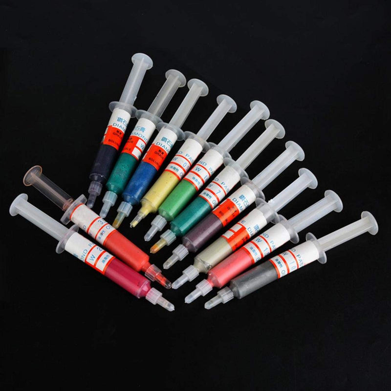 Fafeicy 12Pcs Polishing Compound Paste, Diamond Lapping Paste, for Final Polishing Jewelry and Metal, with Storage Box, Polishing Agent