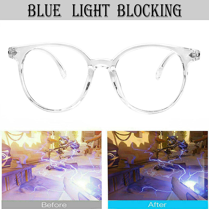 Craebuer Blue Blockers Glasses for Women Men, Retro Round Blue light Blocking Reading Eyeglasses with Lightweight Frame, Anti Eyestrain UV Glare Filter Eyewear