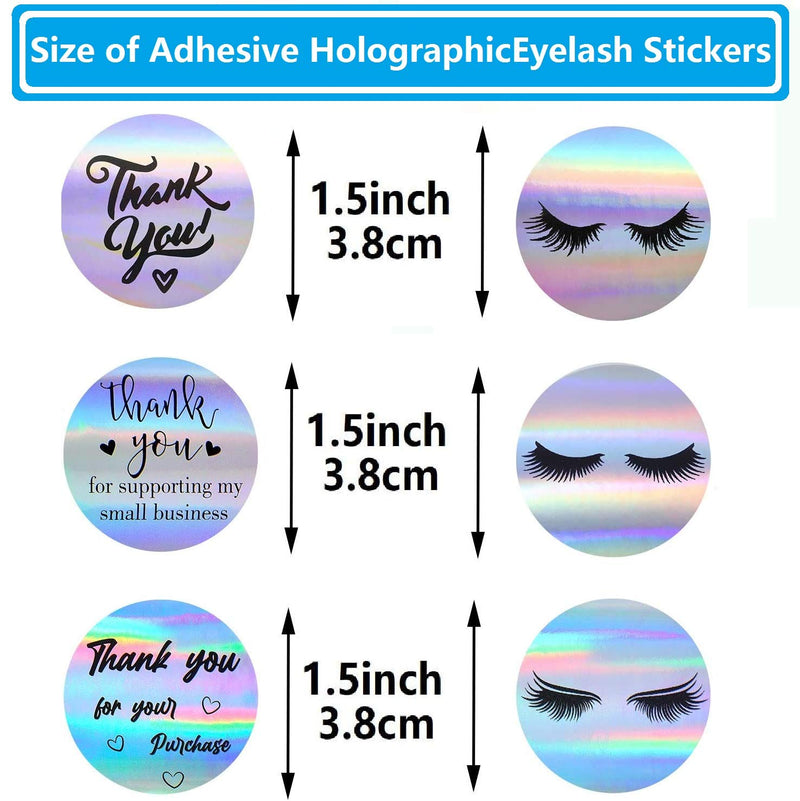 Eyelash Stickers-Adhesive Holographic Stickers-500 Pieces 1.5inch Rainbow Lash Label Stickers-Thank You for Supporting My Small Business Round Shape Stickers for Business Shop Wrapping Supplies Style 1