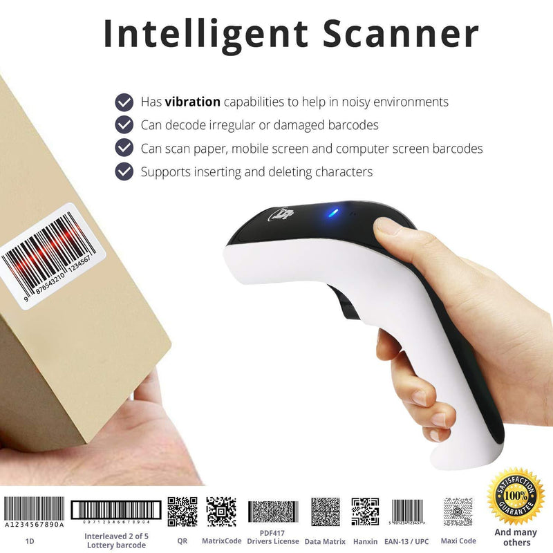 ScanAvenger Wireless 2D Bluetooth Barcode Scanner: 3-in-1 Hand Scanners - Cordless, Rechargeable 1D and 2D Scan Gun for Inventory Management -Portable, Handheld, USB Bar Code/QR Code Reader