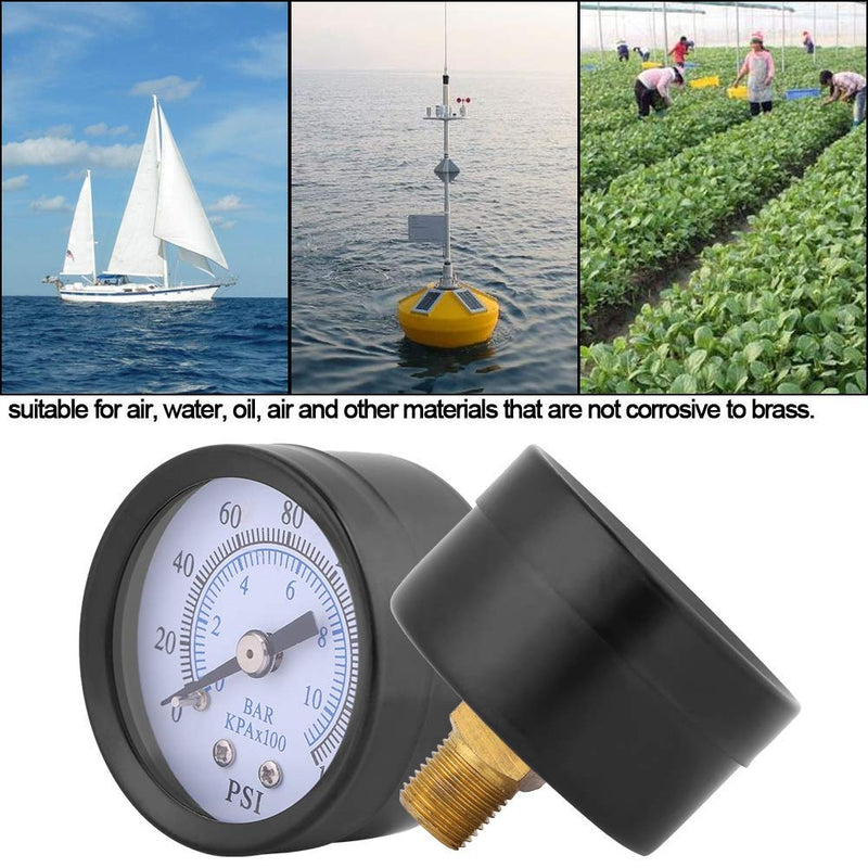Manometer, 1/8" NTP Pressure Gauge Mini Pressure Gauge for Fuel Air Oil Water 0-160 psi / 0-10 bar 1/8 inch NPT thread