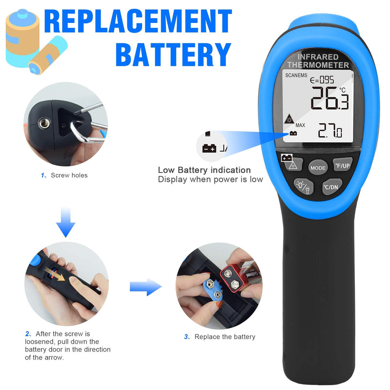 Digital Infrared Thermometer YF-985CAPP Non Contact Temperature Gun -58℉-1472℉ Pyrometer 16:1 Accurate IR Thermometer with Wireless Bluetooth,Backlight for Industry Kiln Forge【Not for Human】 985CAPP(With Bluetooth)