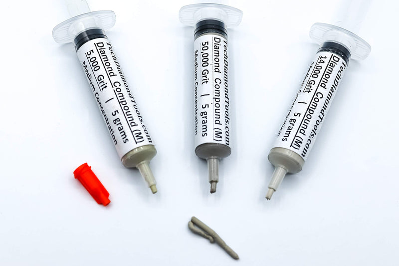 TechDiamondTools Kit of 3 Diamond Polishing Compound Polishing Paste 5000 14000 50000 Grit for Marble Glass Metal Rock Jewelry Resin Silver Gemstone with 25% Diamond Powder USA Made 50000 14000 5000 grit