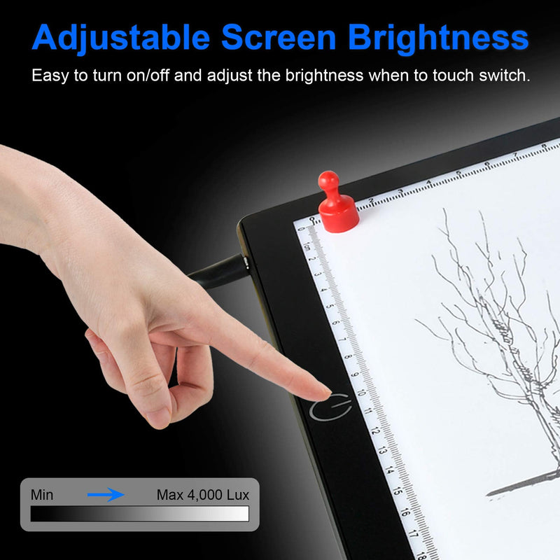 comzler Light Board, A4 Tracing Light Box, Magnetic Light Pad, Light Table for Tracing, LED Light Drawing Board, Sketch Pad LED Light Drawing Pad, Cricut Light Pad, Dimmable Brightness 01 - A4