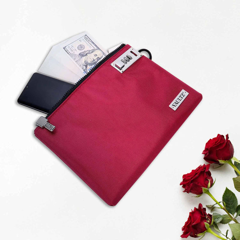 Vaultz Locking Accessories Pouch, 7x10 Inches, Berry (VZ03989)