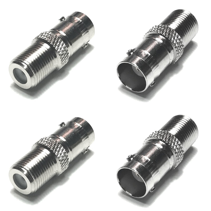 CESS BNC Female to F typeFemale CCTV Security Camera RF/Coaxial Adapter Connector (jcx) (4 Pack)