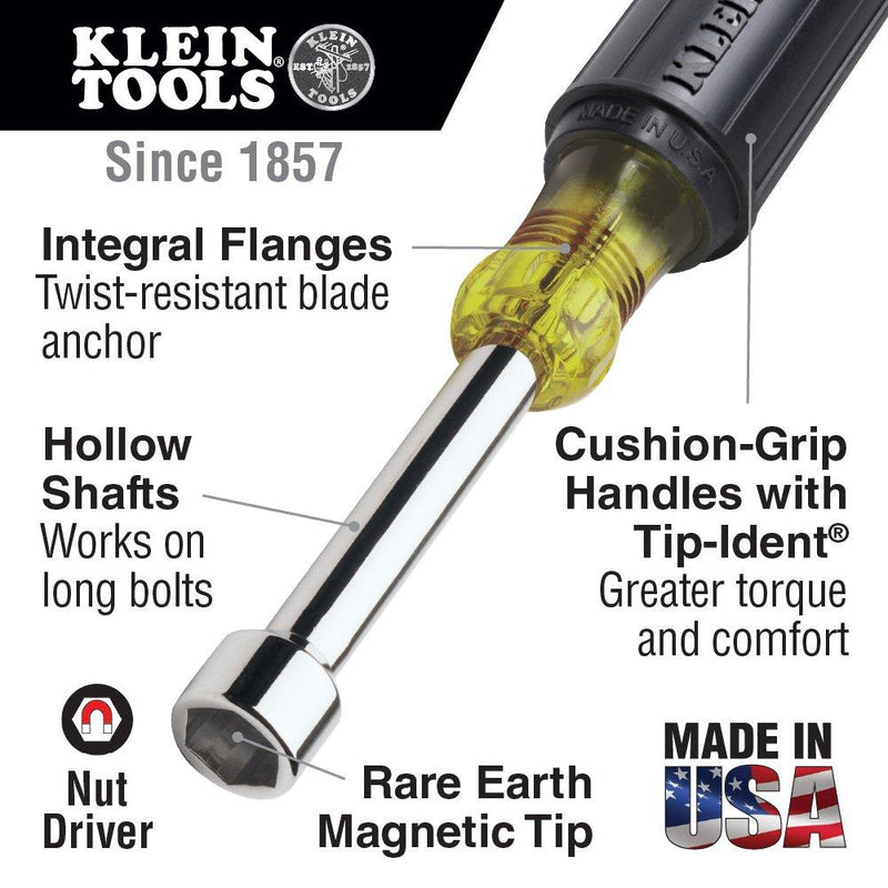 Klein Tools 646M Tool Set, Magnetic Nut Drivers Sizes 1/4 and 5/16-Inch, 6-Inch Shafts, 2-Piece
