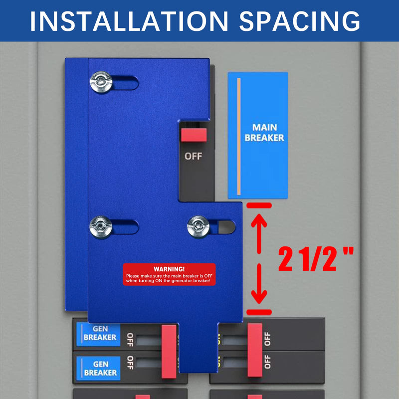 LATING Anodized Generator Interlock Kit for General Electric with a Single Vertical Throw Main Panels, 2 1/2 Inches Spacing, Blue