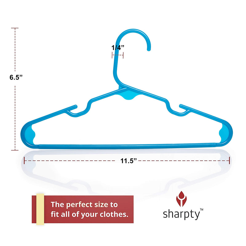 Sharpty Children's Hangers Plastic, Kids Hangers Ideal for Everyday Standard Use, Baby Hangers Kids 20 Pack (Blue, 20 Pack) Blue