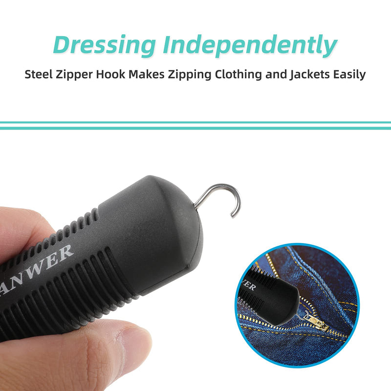 2 Pack Button Hook Dressing Aids with Zipper Pull-Button Aid and Zipper Pull Helper for Button Assist Device with Comfort & Wide Grip, Shirt & Coat Buttoning Aid for Elderly