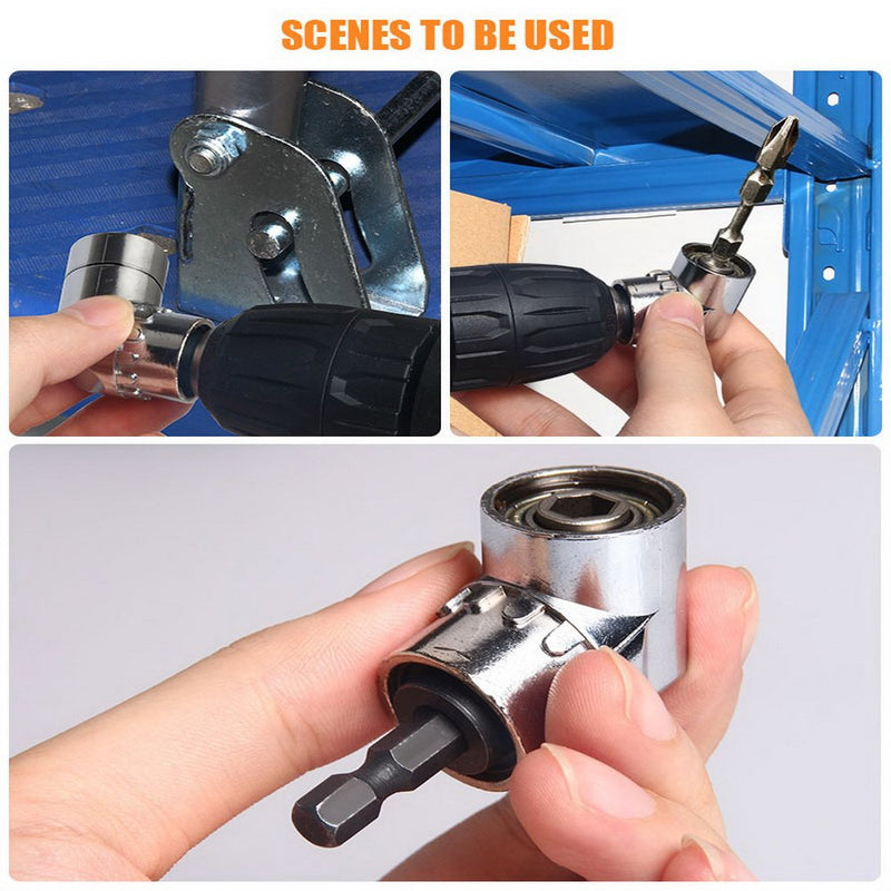 CIGOTU Right Angle Drill, 105 Degree Multifunction Right Steel Angle Driver Angle Extension Power Screwdriver Drill with 1/4" Drive 6mm Hex Quick Change Magnetic Drill Bit Angled Bit Power Drill Tool