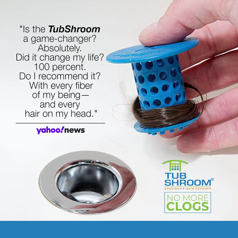 TubShroom Revolutionary Tub Drain Protector Hair Catcher/Strainer/Snare, Blue
