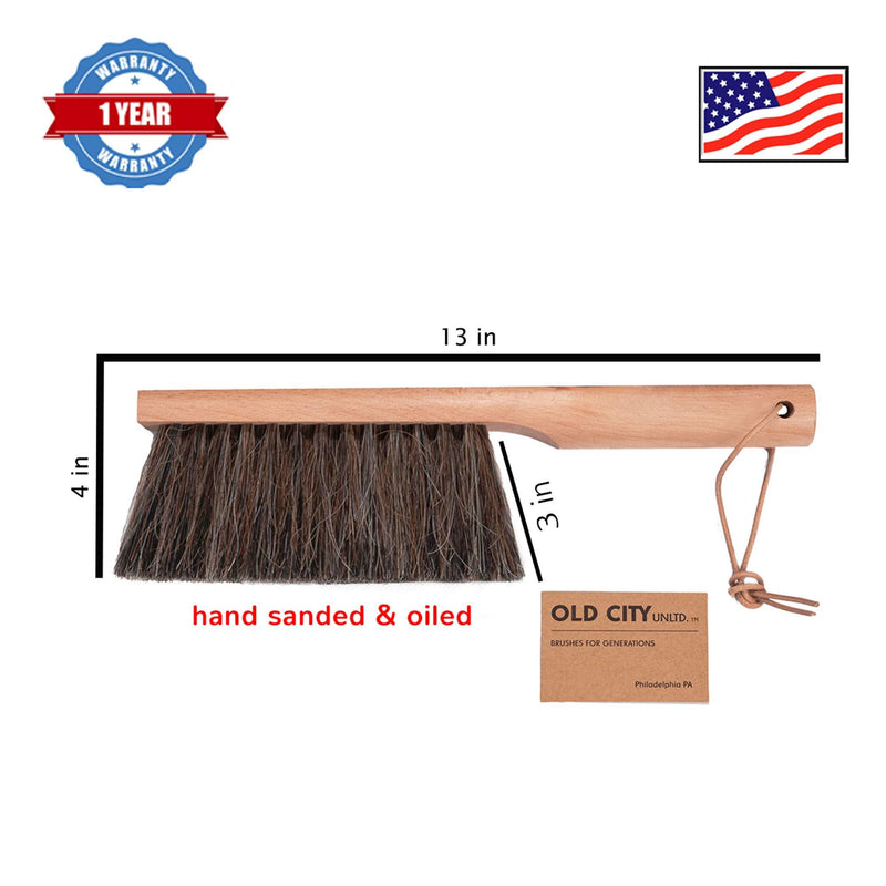 Dustpan,Bench Woodworking Brush-Brushes are Used for Counter, Gardening, Furniture, Drafting, Patio, Fireplace Cleaning, Large 13 Inches Shop Brush,USA, Horsehair and Catalpa Wood, Leather Tie