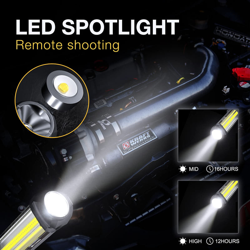 WARSUN LED Work Light Rechargeable Work Light Portable Flashlight Magnetic 1500 Lumens COB Work Lights Handheld Worklight Outdoors Car Inspection Light with Hook for Car Repair Machine Emergency