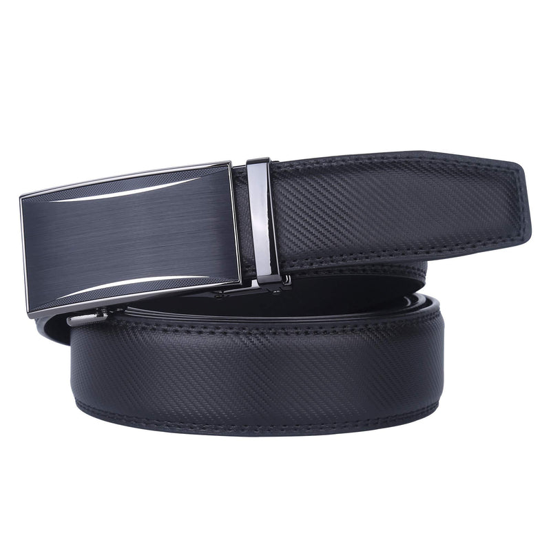 Lavemi Men's Real Leather Ratchet Dress Belt with Automatic Buckle,Elegant Gift Box Adjustable from 20" to 44" Waist Black Style1