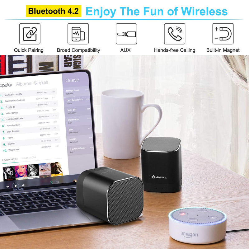 Portable Bluetooth Speaker 2020 Upgraded, AURTEC Dual Wireless Speakers with True Wireless Stereo Technology (TWS), Strong Bass and Powerful Volume, Bluetooth 4.2 for iPhone, Echo, Android and More