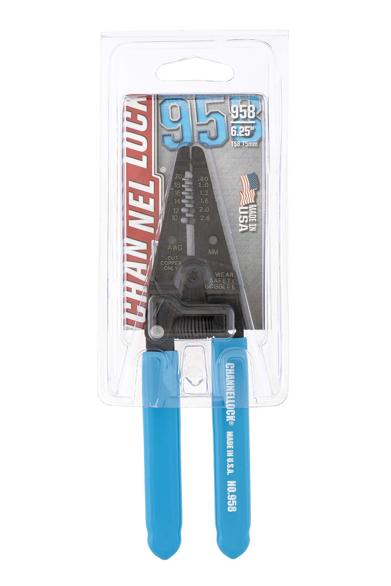 Channellock 958 6-1/4-Inch Wire Stripper and Cutter, Blue