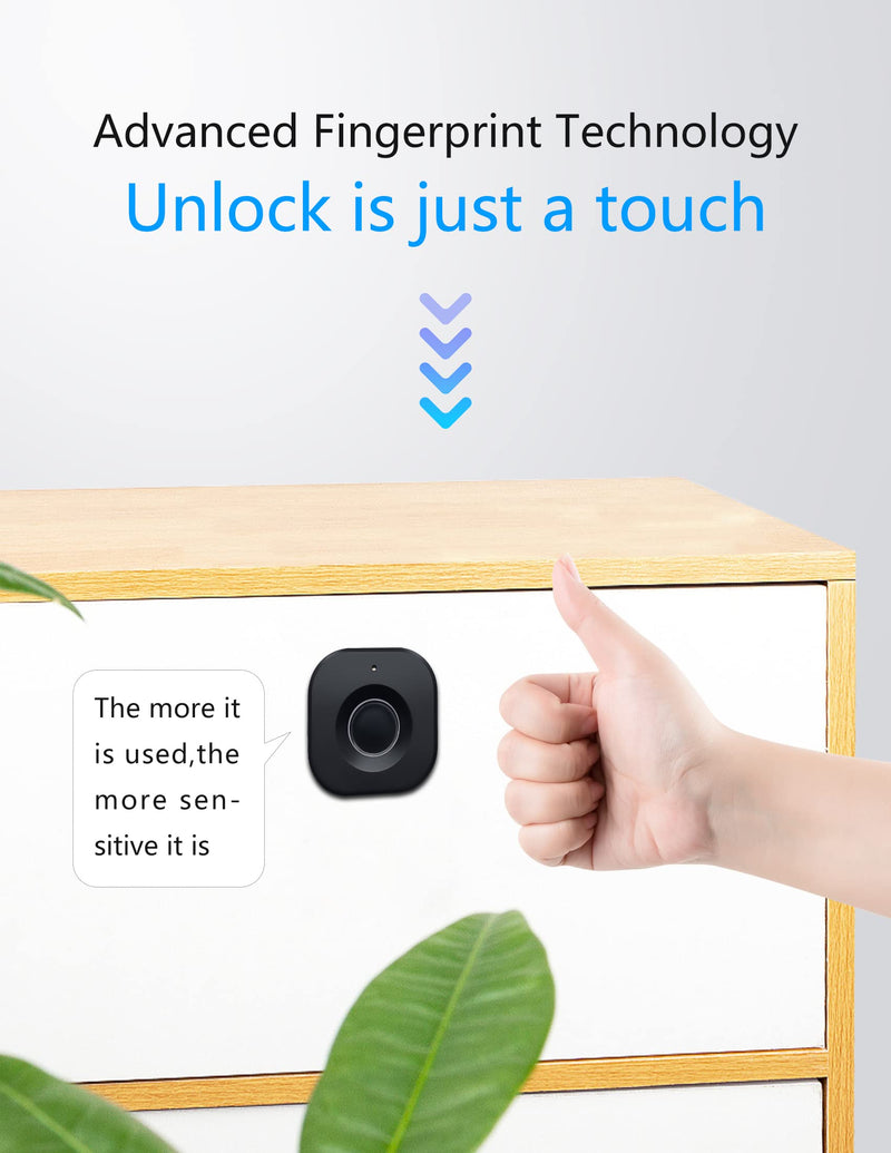 Fingerprint Cabinet Lock, Smart Biometric Cabinet Lock, Keyless Hidden File Drawer Wardrobe Lock, Child Safety Electric Fingerprint Lock, DIY Wooden Furniture Privacy Lock for Home Office Black