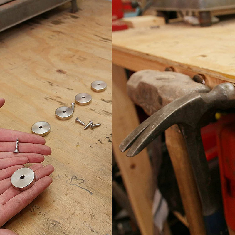 ZDYWY 30 Pieces 8 x 5mm with 3mm Countersunk Hole Permanent Disc Rare Earth Fastener Magnets Refrigerator Neodymium Magnets - 0.32 inch D x 0.2 inch H with 0.12 inch D Screw Hole