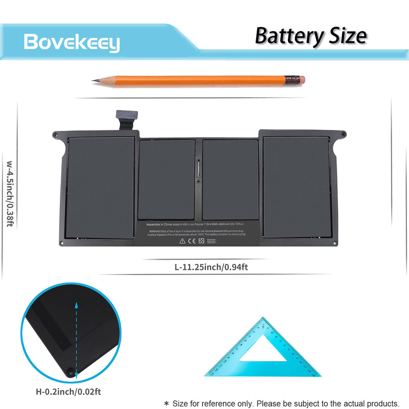 Bovekeey A1406 Battery A1370 Mid 2011 MacBook Air 11" A1465, 35Wh 7.3V for Apple MacBook Air 11" Mid 2011 2012 2013 Early 2014 2015 A1406 A1495, 020-7376-A 020-7377-A (Note: NOT for A1370 2010)