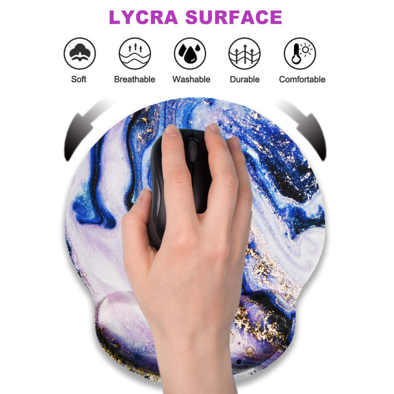 Ergonomic Mouse Pad with Wrist Rest Support Gel, ArtSo Non Slip Rubber Base Pad Computer PC Laptop Women Men Mousepad for Home, Office, Gaming, Working Easy Typing, Pain Relief, Purple Marble