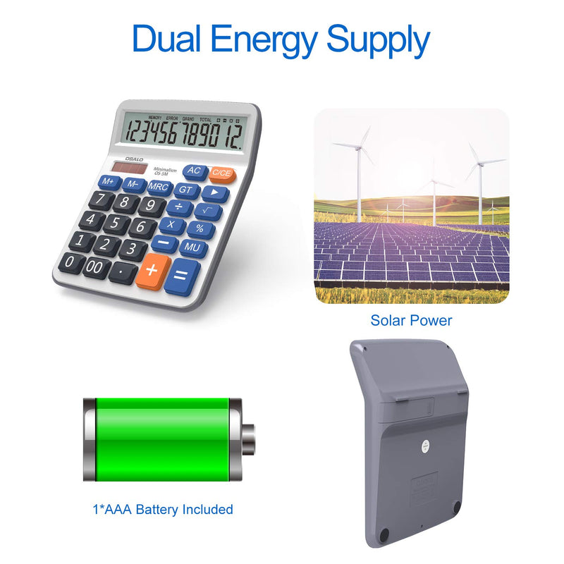 Pendancy Large LCD Display Button Electronic 12 Digits Desktop Minimalist Calculator(5M-2pcs) 5M-2pcs)