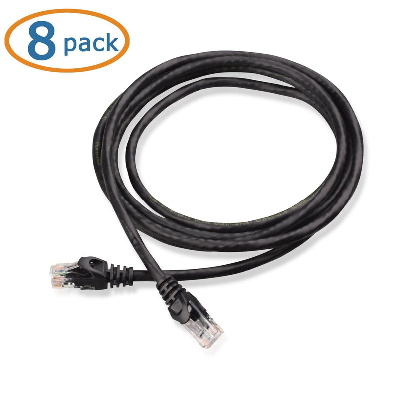 Cable Matters 8-Pack Snagless Short Cat5e Ethernet Cable (Cat5e Cable, Cat 5e Cable) in Black 7 ft 7 Feet