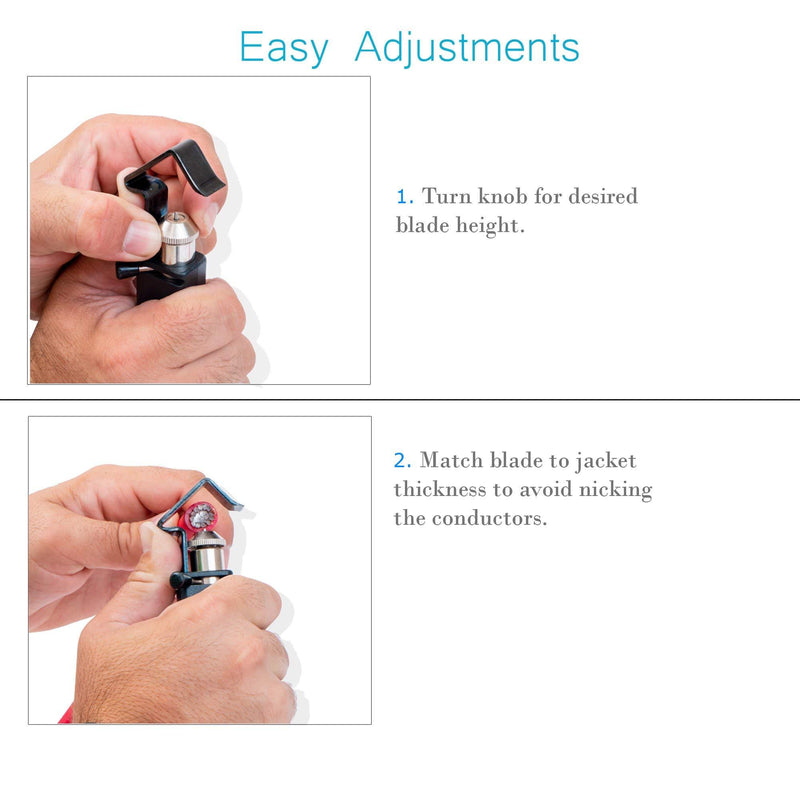 Arolax Round Cable Stripping Tool – With Adjustable Cutting Depth – For Circumferential, Longitudinal, and Window stripping – 3/16" to 1" Diameter.