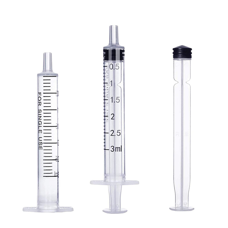 3ml 3cc Plastic Syringe with Measurement, Without Needle, 15 Pack Individual Sealed Wrapped for Refilling and Measuring Liquids, Scientific Labs, Feeding Pets or Little Animals