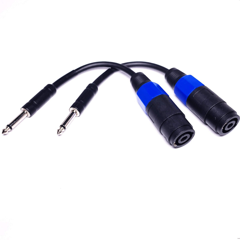 CESS-010 Speakon Female Connector To 1/4 TS Male Adapter Patch Speaker Cable 6 Inches - Female Speak-on Jack To 6.35mm TS Plug - 2 Pack