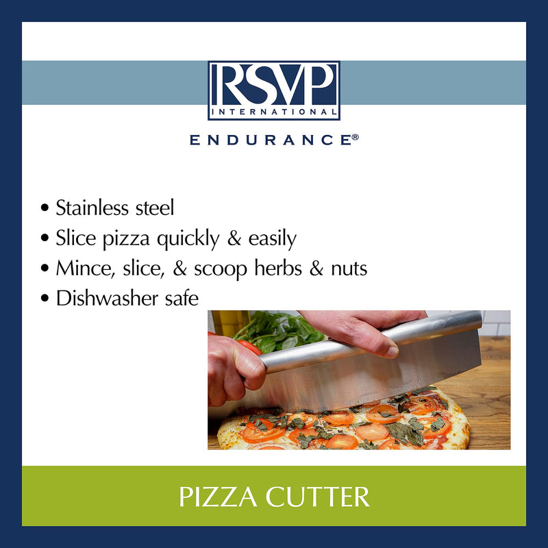 RSVP International Endurance Rocker Style Stainless Steel Pizza Cutter, 14" | Sharp & Versatile Cutter | Chop & Slice Cakes & Pizzas with Ease | Dishwasher Safe