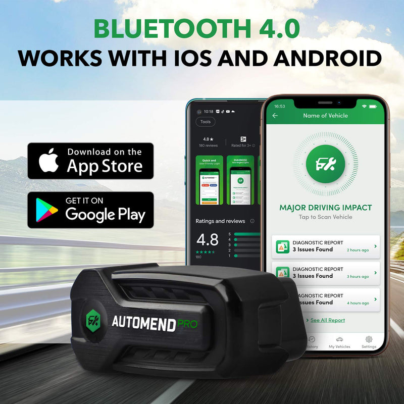 AUTOMEND PRO OBD2 Scanner Bluetooth - Code Reader Car Diagnostic Tool For iOS, Android | Universal OBD2 Scanner For Vehicles | OBDII Scanner and Vehicle Health Monitor | Check Engine Light Code Reader
